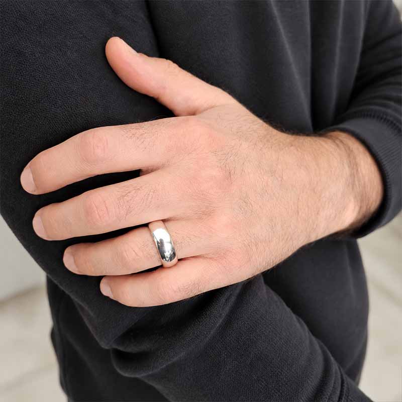 Sterling Silver Plain Band Ring — 7mm