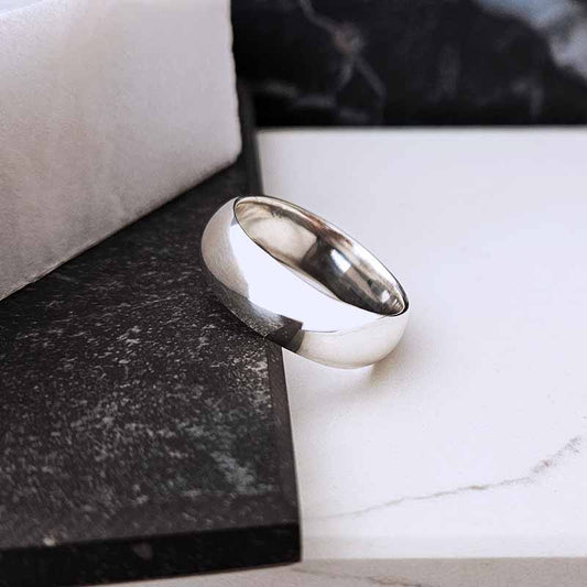 Sterling Silver Plain Band Ring — 7mm