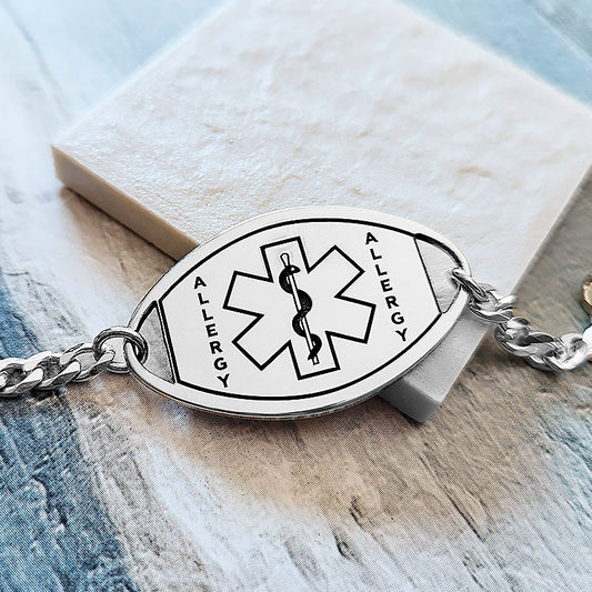 Medical Alert Bracelet made with Sterling silver 