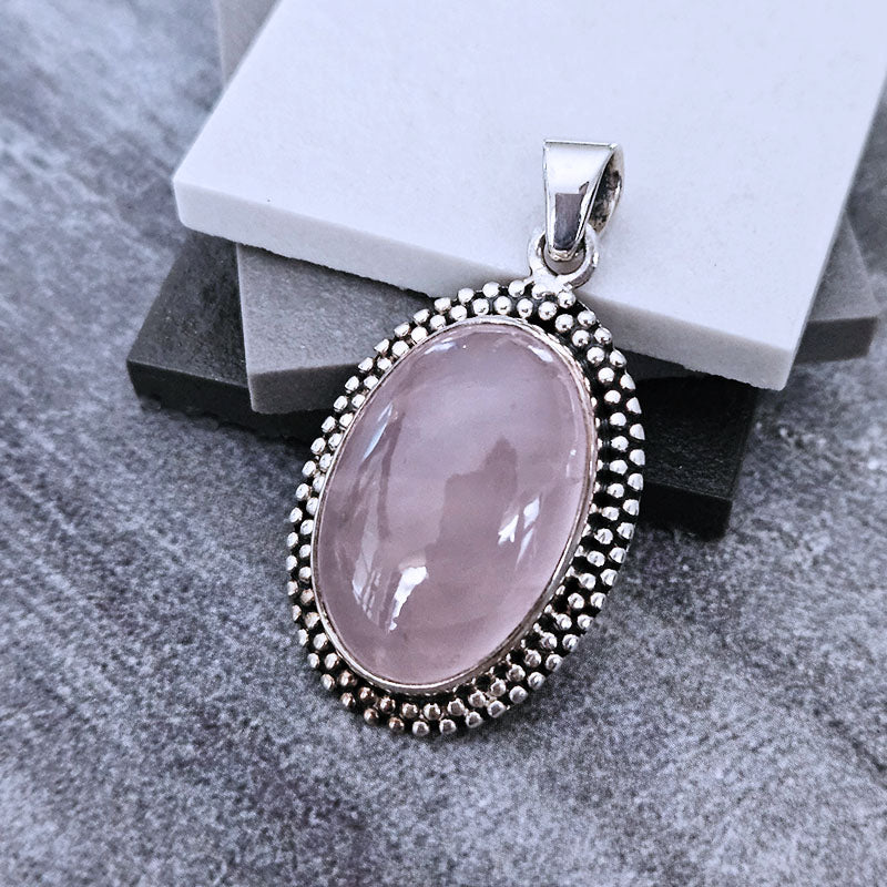 Sterling Silver Rose Quartz Pendant 