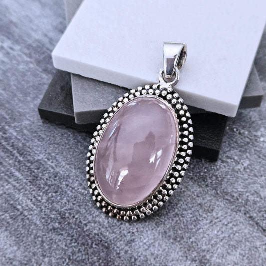 Sterling Silver Rose Quartz Pendant 