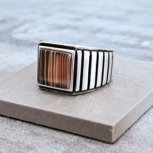 Sterling Silver Agate Stone Ring