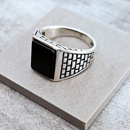 Rectangle Onyx Men's Ring