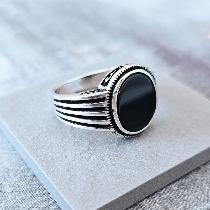 Sterling Silver Onyx Stone Ring