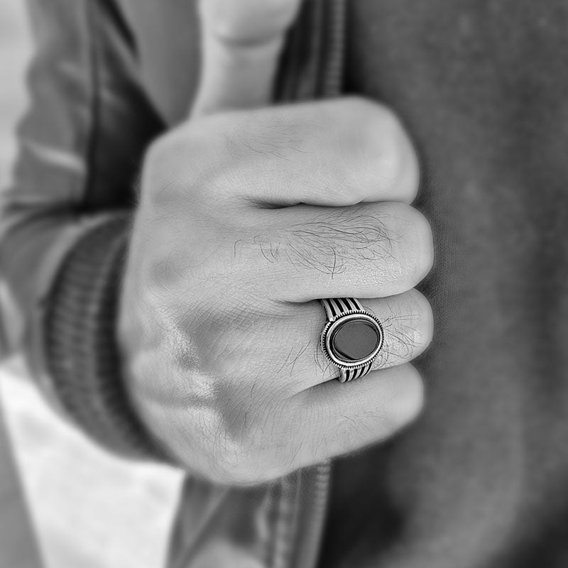 Sterling Silver Onyx Stone Ring