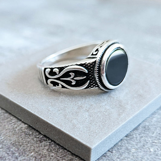 Sterling Silver Onyx Stone Ring