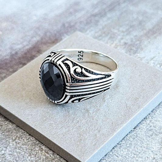 Sterling silver onyx ring. Onyx ring for Men.