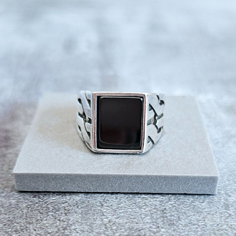 Chunky Rectangle Onyx Ring