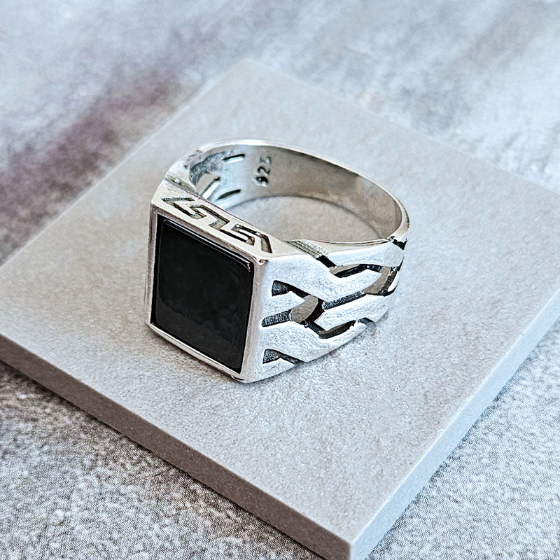 Chunky Rectangle Onyx Ring