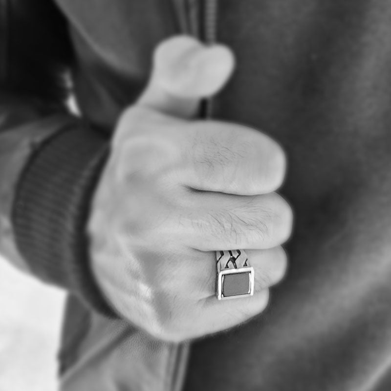 Chunky Rectangle Onyx Ring