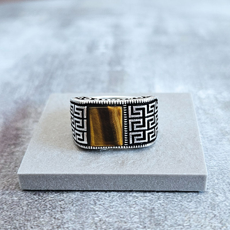 Sterling Silver Tiger's Eye Stone Ring. Men's Ring