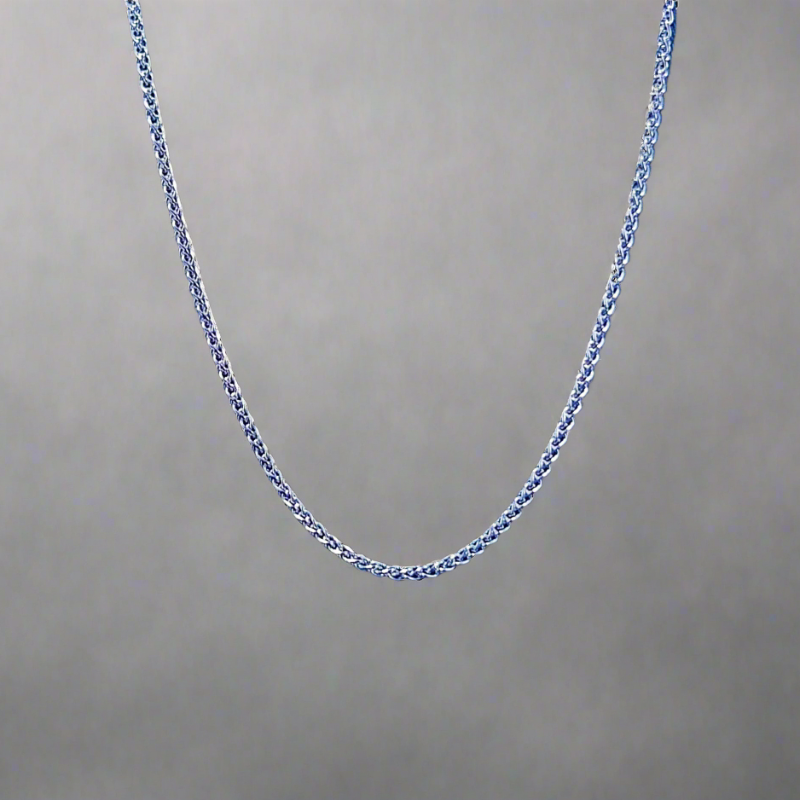 Wheat Chain - Sterling Silver with Rhodium.