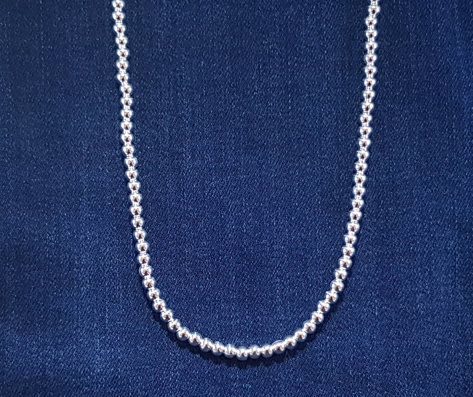 925 sterling silver ball bead necklace 14mm
