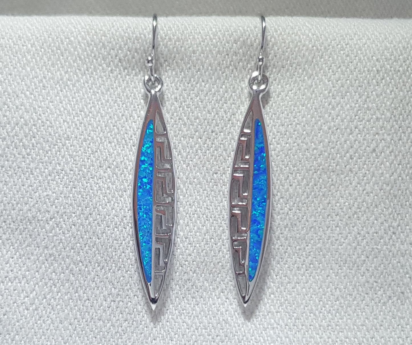 Blue Opal & Meander Drop Earrings