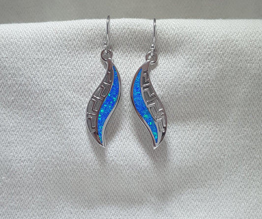 Stunning wave design crushed opal drop earrings, capturing the beauty of oceanic inspiration.