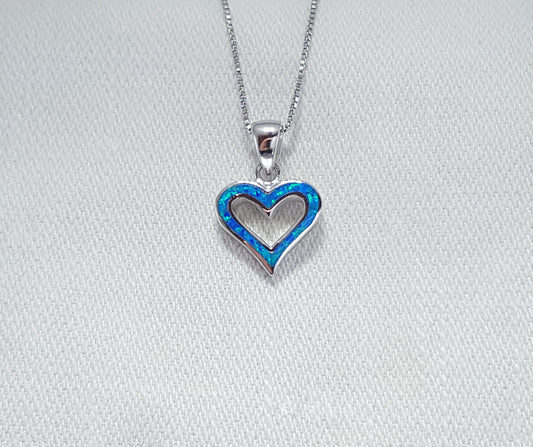 Crushed Opal heart pendant set in Sterling Silver 