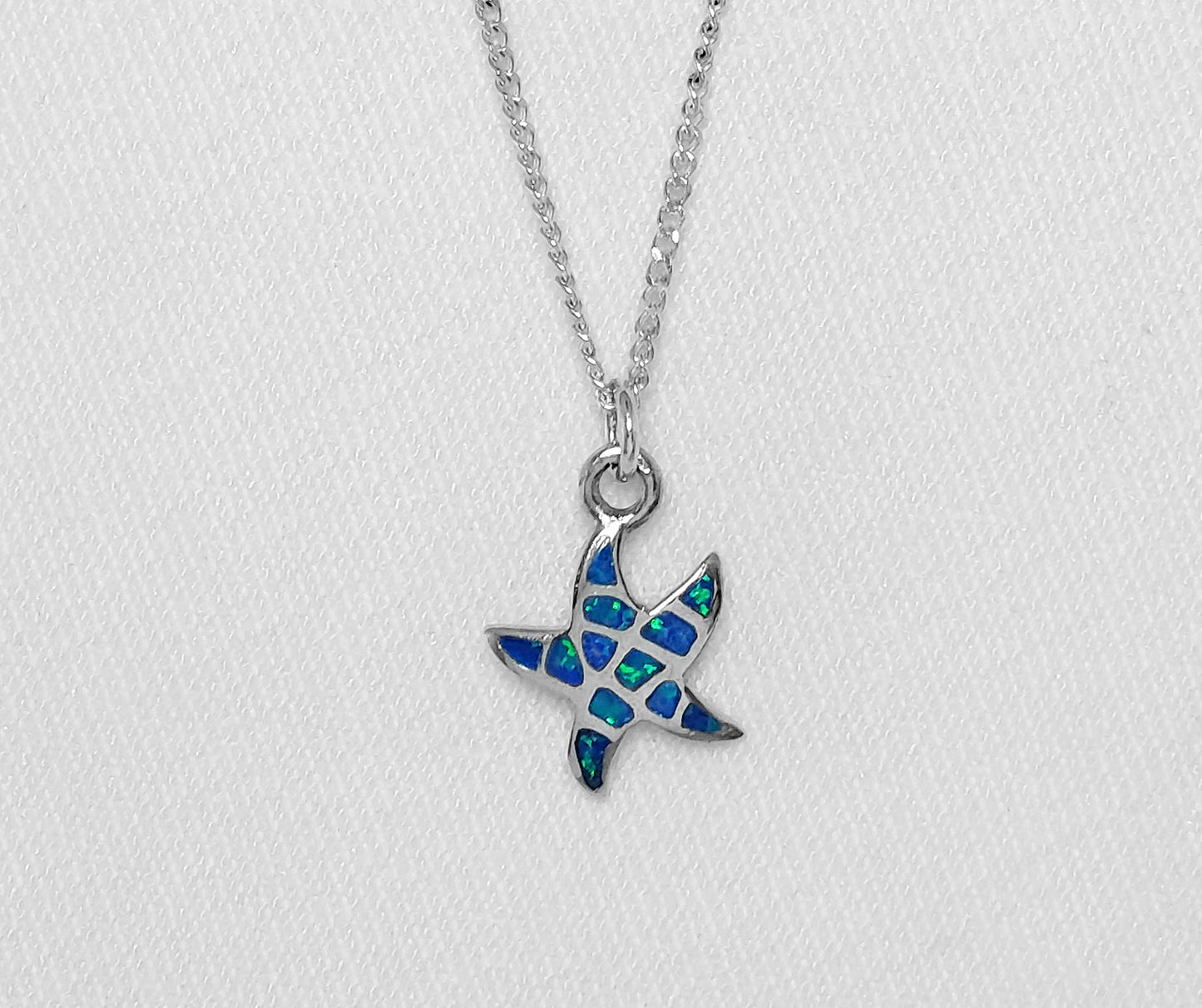 Sterling Silver Starfish Pendant With Crushed Opal Inlay