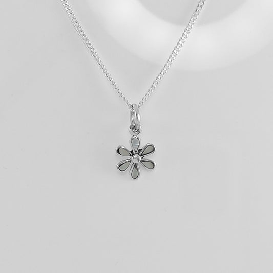 Sterling Silver Mother of Pearl Flower Pendant 