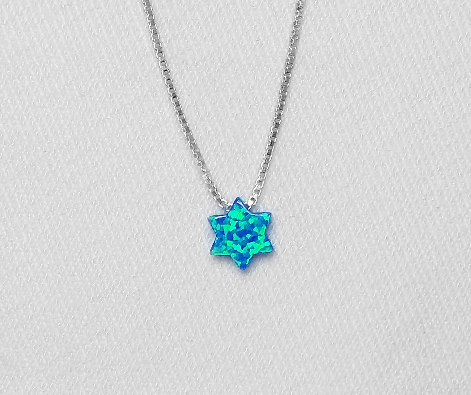 Crushed Opal Star of David Pendant with Sterling Silver chain