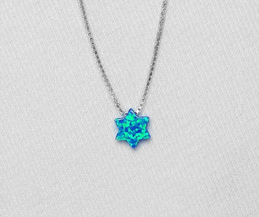 Crushed Opal Star of David Pendant with Sterling Silver chain