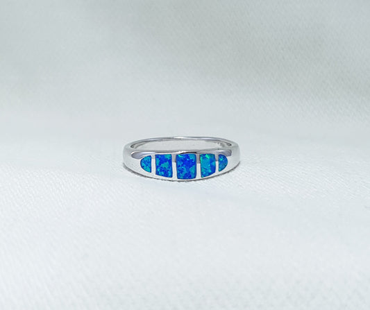 Sterling Silver Ring with Crushed Opal Inlay 