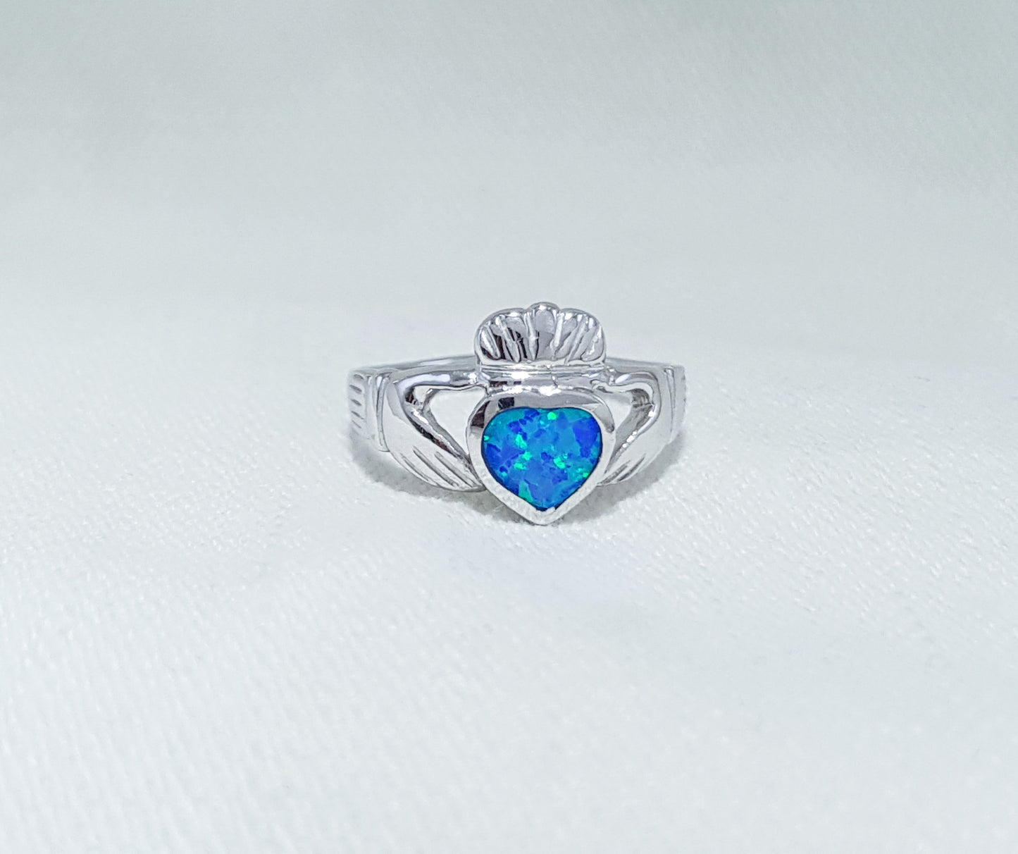 Sterling Silver Ring with Crushed Opal Inlay 