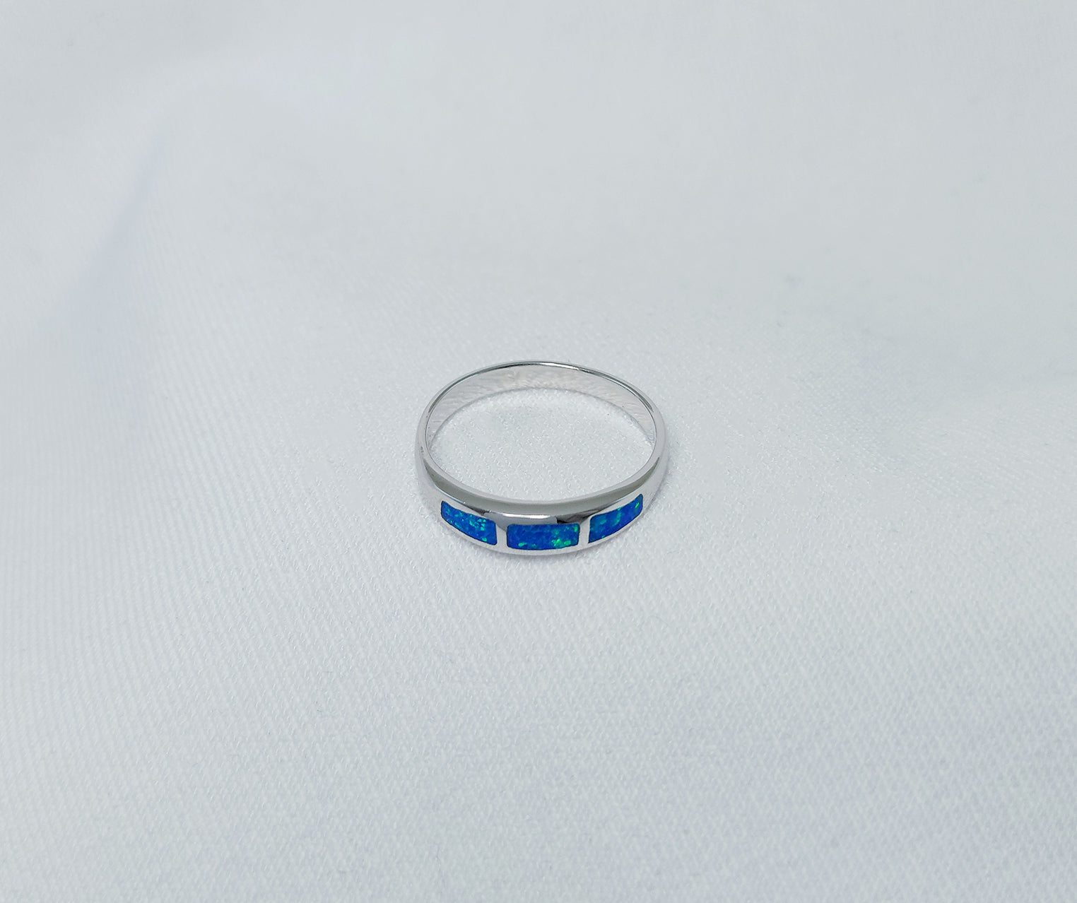 Sterling Silver Blue Crushed Opal Band 
