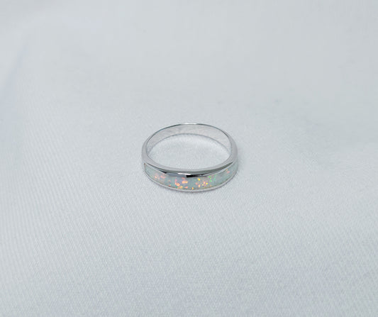 Sterling Silver White Crushed Opal Ring 
