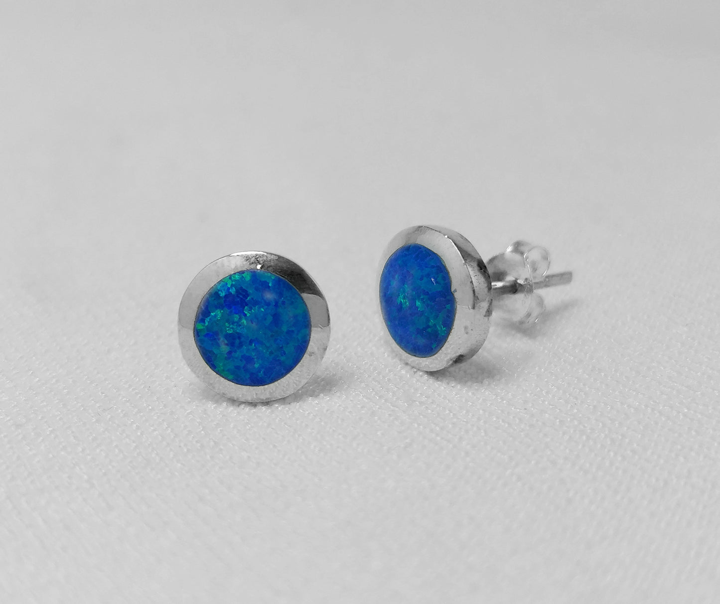 Sterling Silver Round Crushed Opal Studs