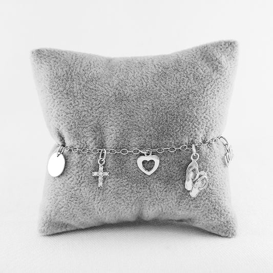 Sterling Silver Charm Bracelet with Elegant Charms