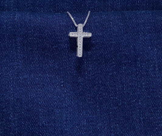 Sterling silver cross with cubic zirconia stones - Large slider