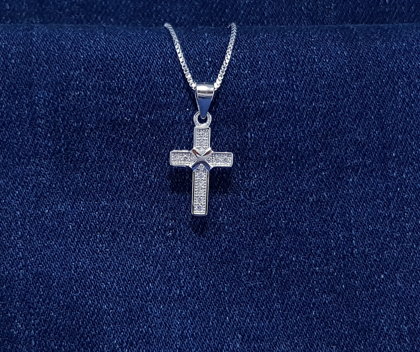 Sterling silver cross with cubic zirconia stones