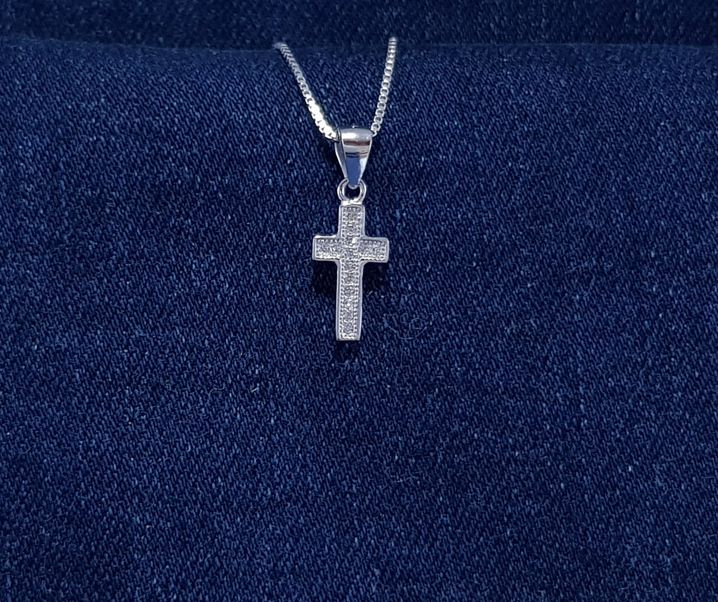 Sterling silver cross with cubic zirconia stones