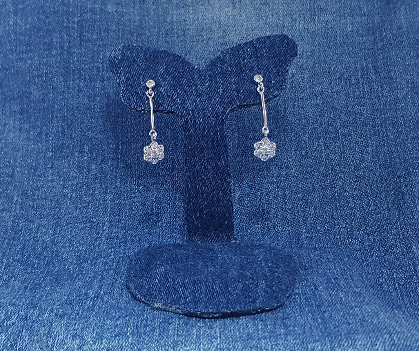 Sterling Silver Flower Drop Earrings - Silver Image Jewellery