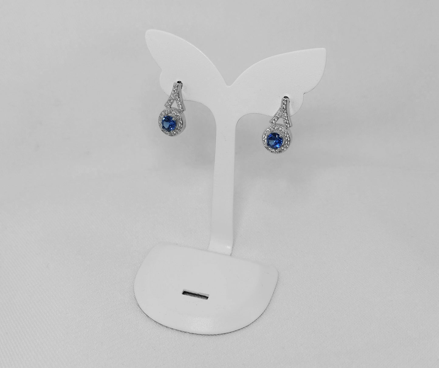 Sterling Silver Earrings with a Violet Cubic Zirconia