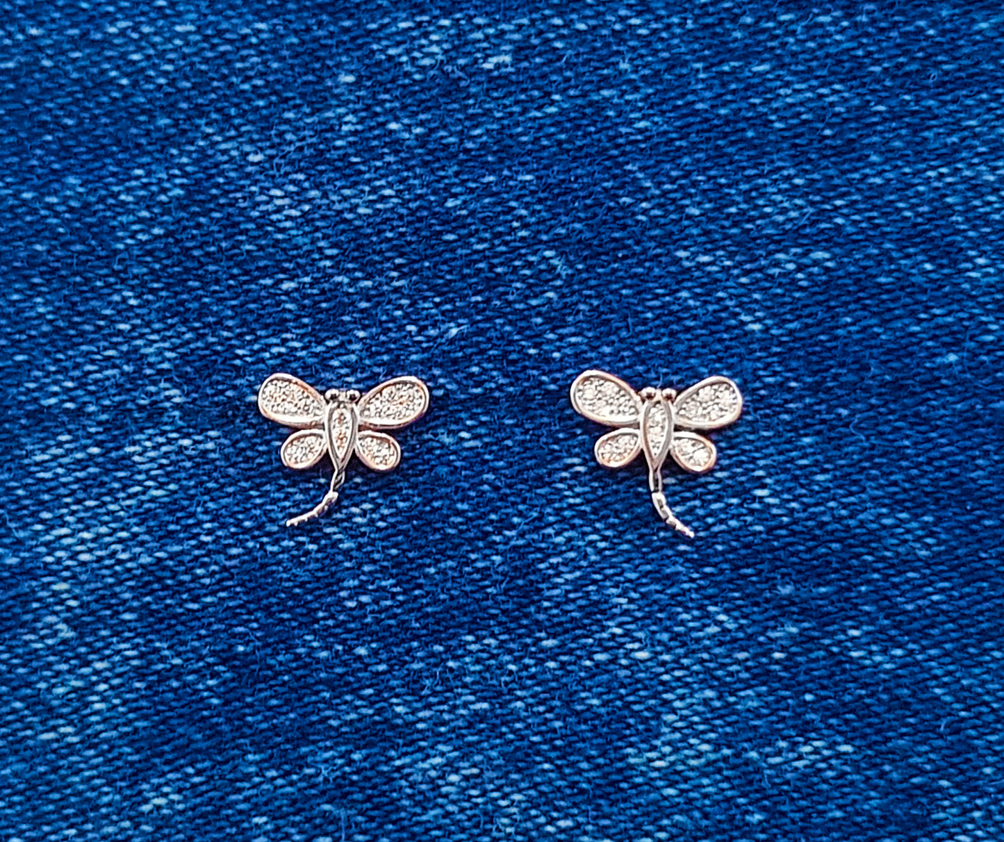 Cubic Zirconia Dragonfly Studs set in Sterling Silver 