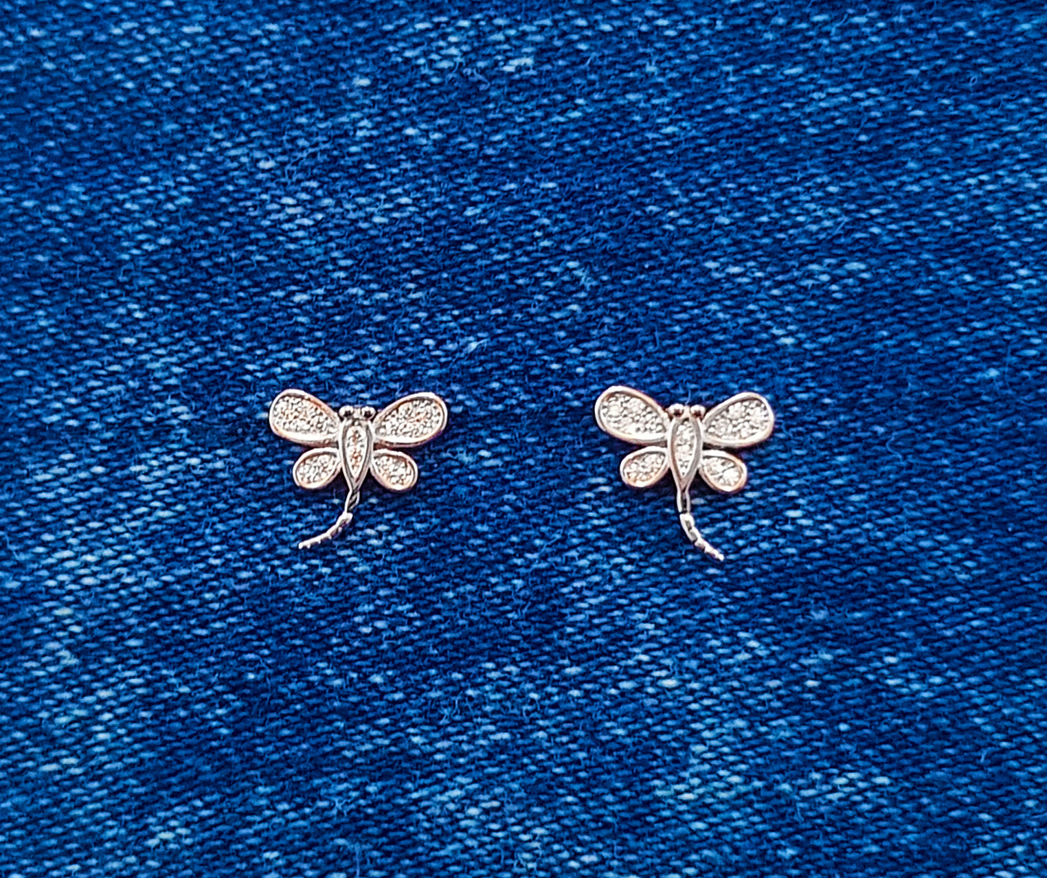 Cubic Zirconia Dragonfly Studs set in Sterling Silver 