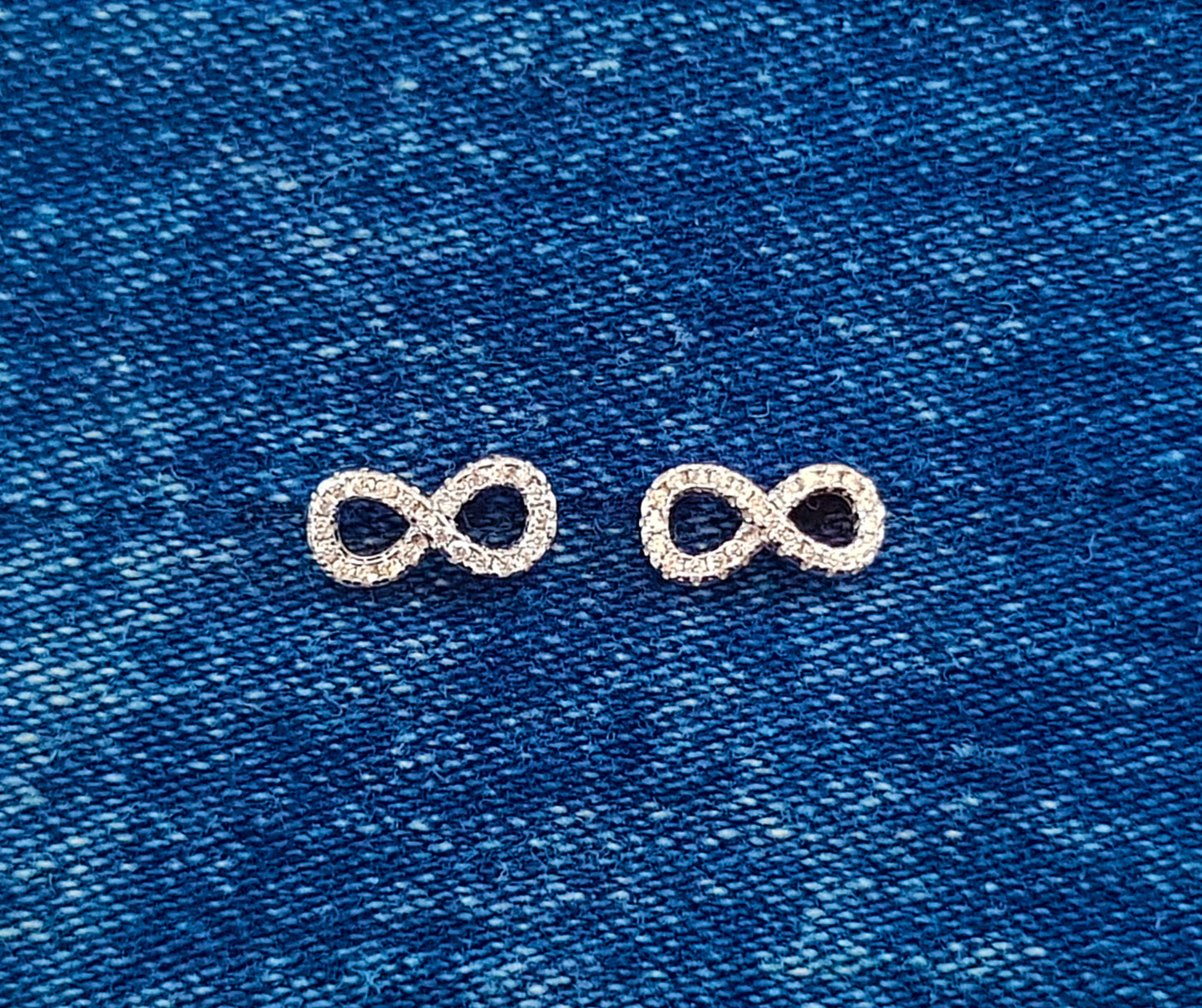 Cubic Zirconia Infinity Studs set in Sterling Silver 