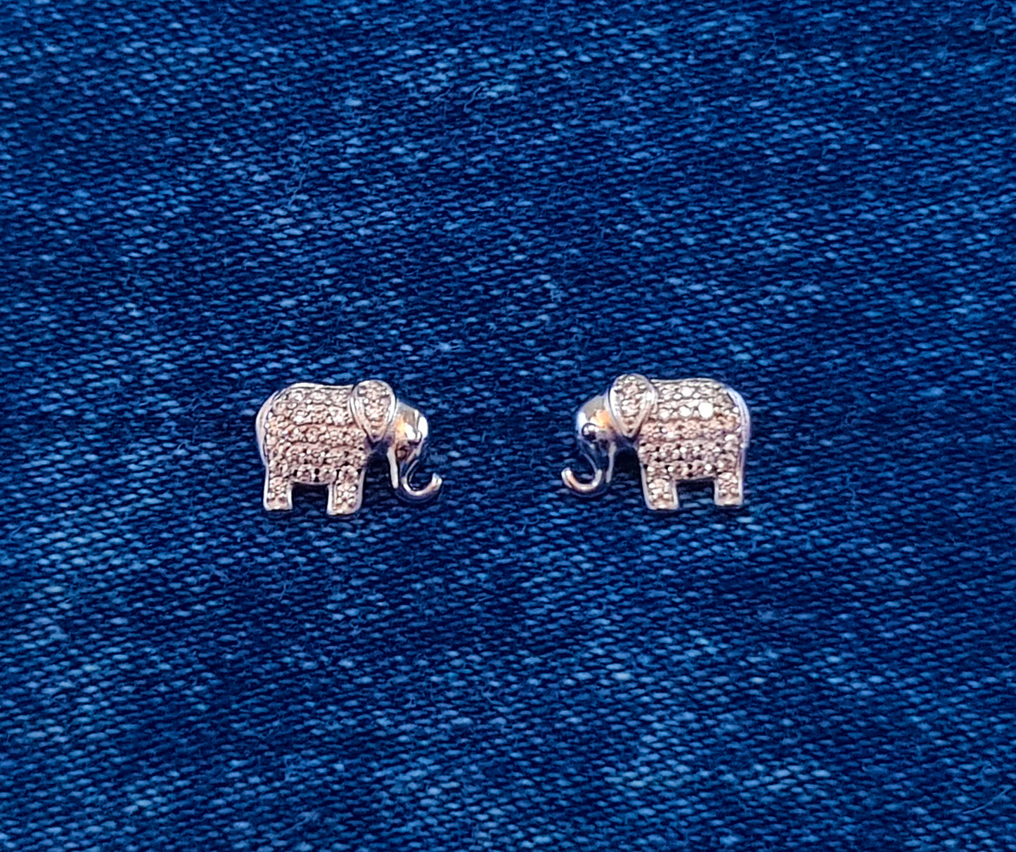 Cubic Zirconia Elephant Studs set in Sterling Silver 