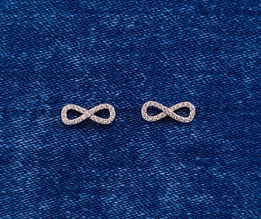 Cubic Zirconia Infinity Studs set in Sterling Silver 
