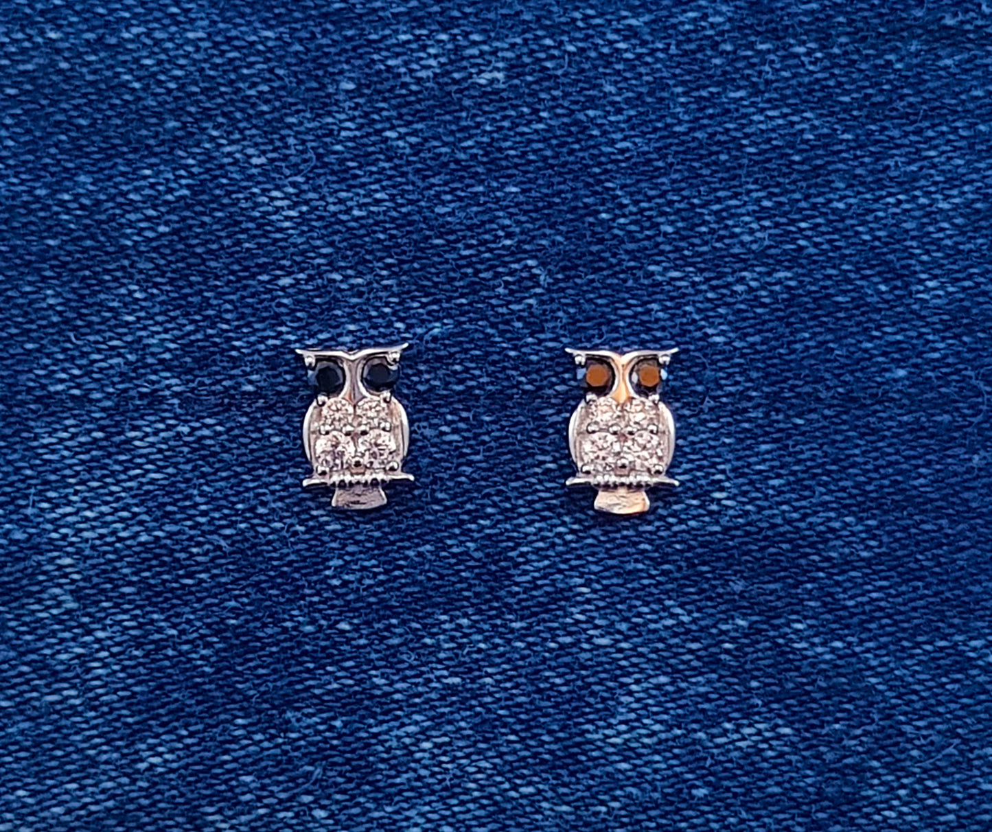 Cubic Zirconia Owl Studs set in Sterling Silver 