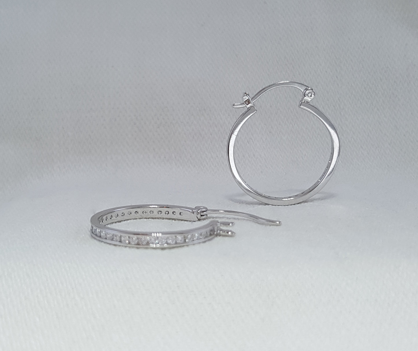 Sterling Silver Hoops with Cubic Zirconia Stones