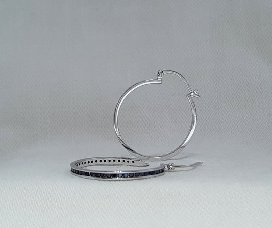 Sterling Silver Hoops with Cubic Zirconia Stones