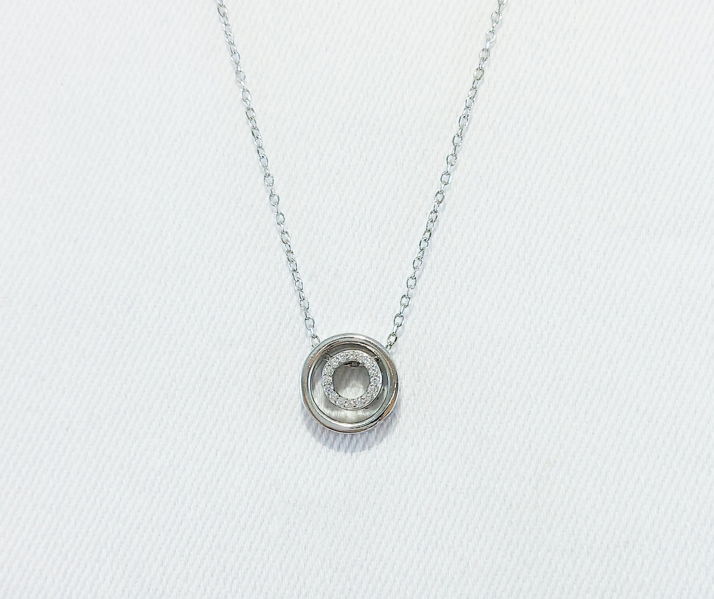 Sterling Silver Circle of Life Necklace. Cubic Zirconia Stones