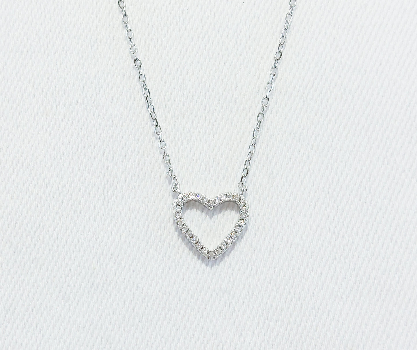 Sterling Silver Heart Necklace with Cubic Zirconia Stones