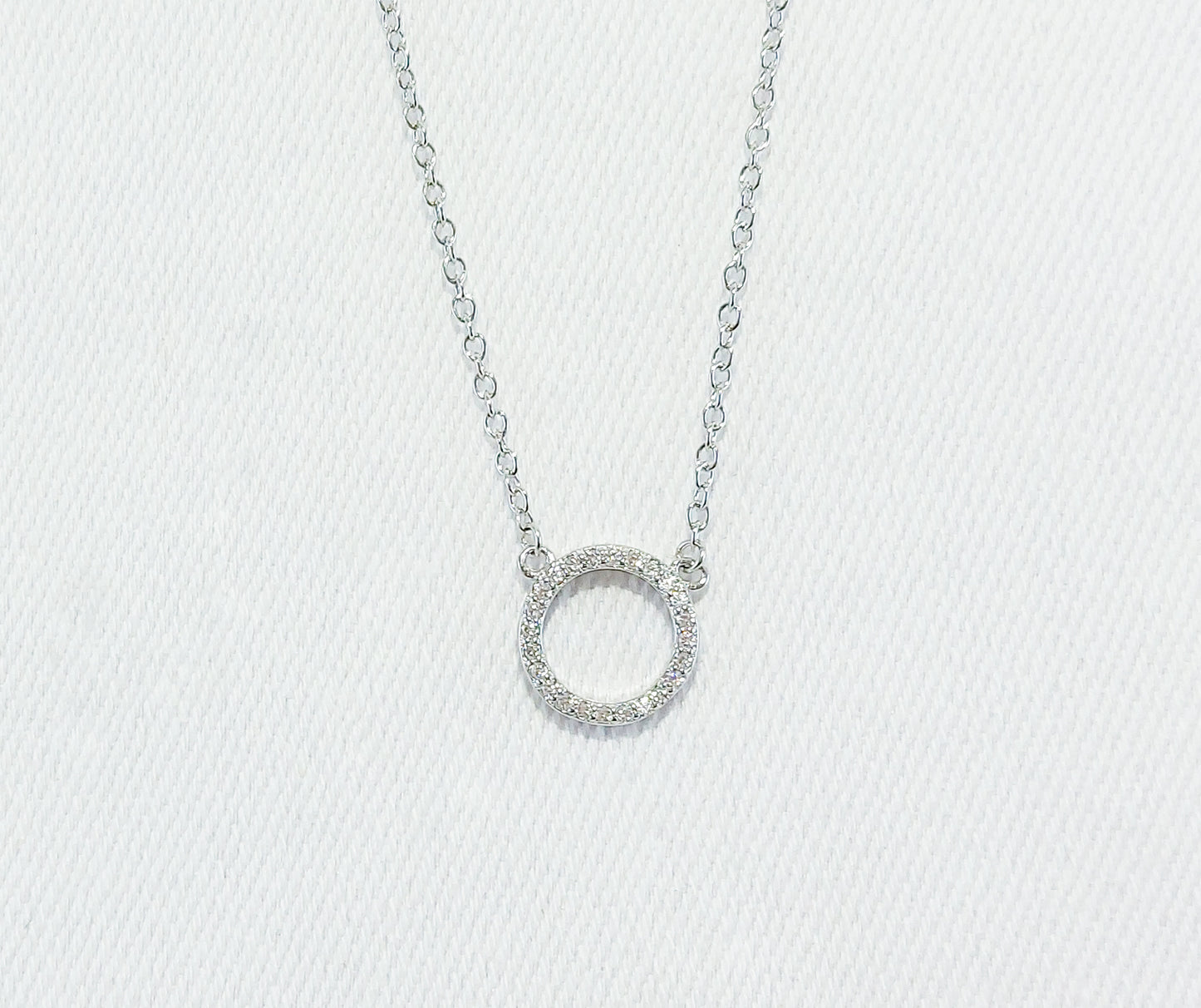 Sterling Silver Circle of Life Necklace. Cubic Zirconia Stones