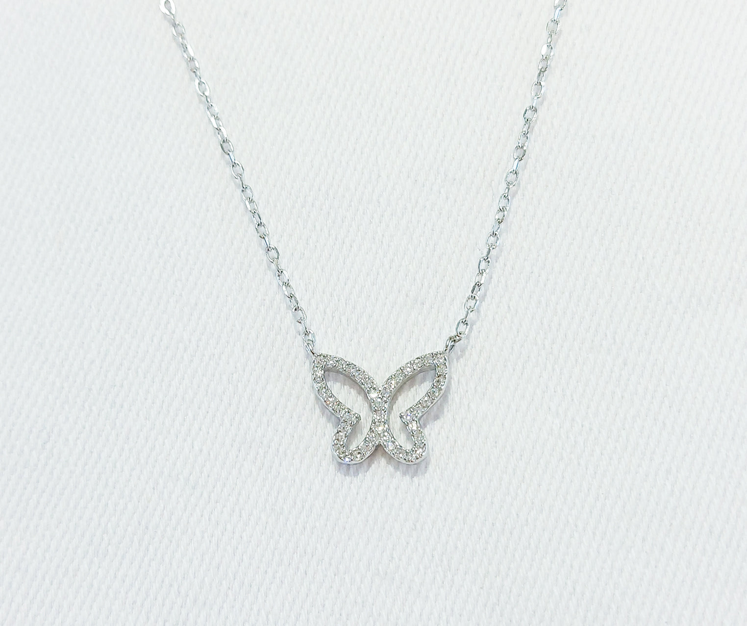 Sterling silver butterfly necklace with cubic zirconia stones