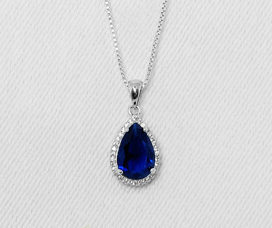 Sterling Silver Blue Cubic Zirconia Pendant