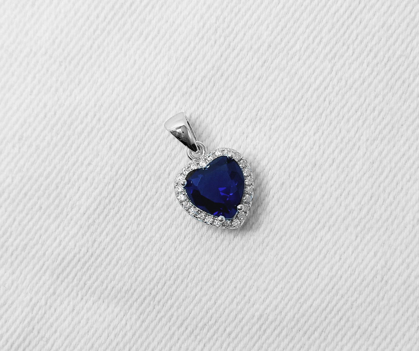 Sterling Silver Blue Cubic Zirconia Heart Pendant