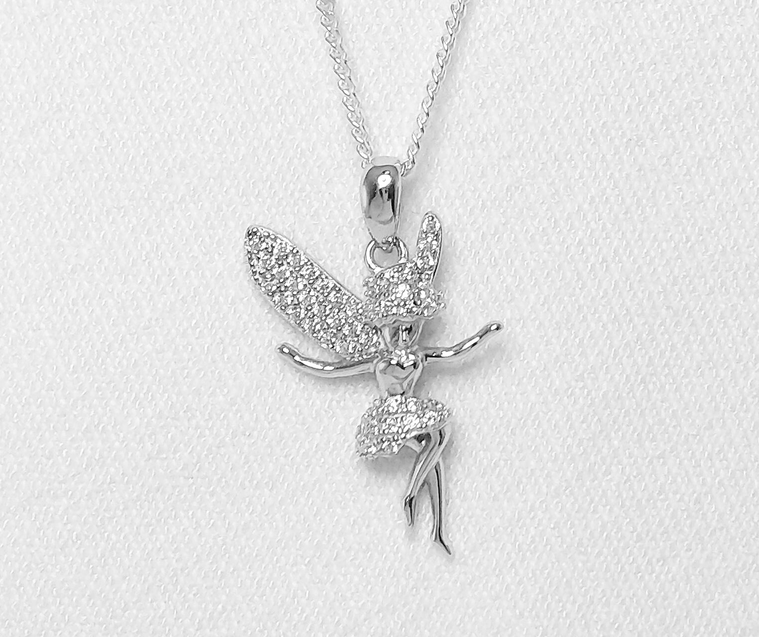 Sterling Silver Fairy Pendant with Cubic Zirconia Stones